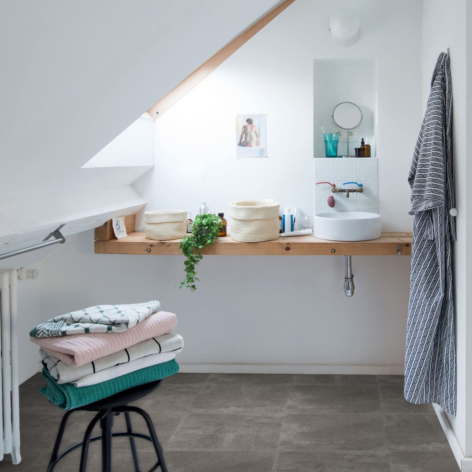 サンゲツ IS-1042 フロアタイル モルタルブロック グレー チャコールグレー 1ケース18枚 約3.76㎡ 土足OK HRDEVELOPMENT_JP