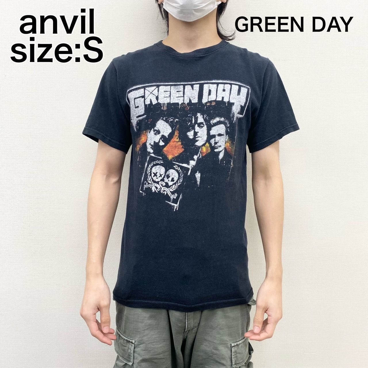 アンビル anvil バンドTシャツ GREEN DAY 両面プリント 半袖 S ブラック