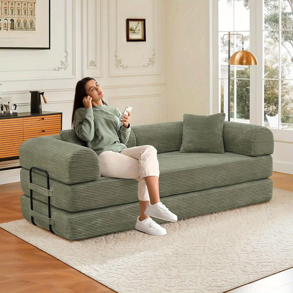 省スペース設計 コンバーチブルソファベッド