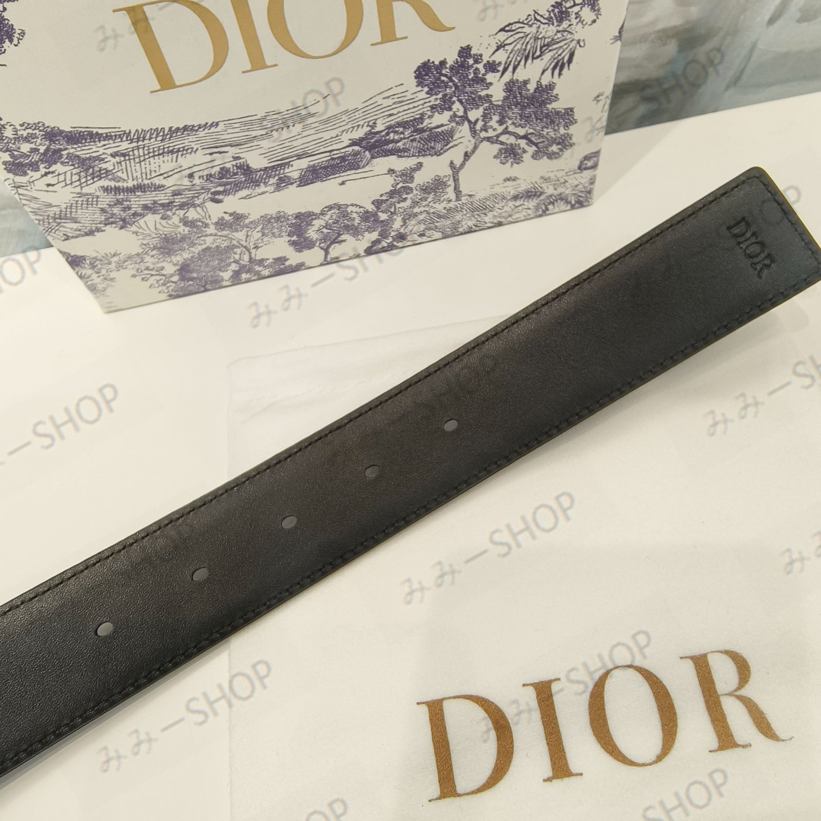 Christian Dior クリスチャンディオール ロゴ リバーシブル ベルトストラップ　ブラック