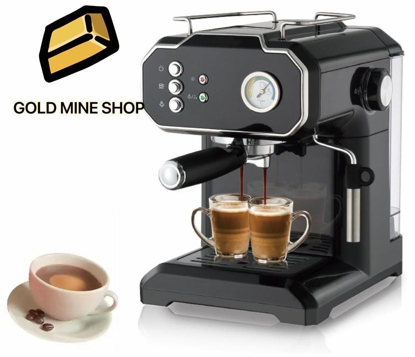 エスプレッソコーヒーメーカー 1.8L ミニ自動高圧コーヒーマシン ミルク泡立て器スチーマーワンド付き ツイン醸造サイクル 850W ミルク