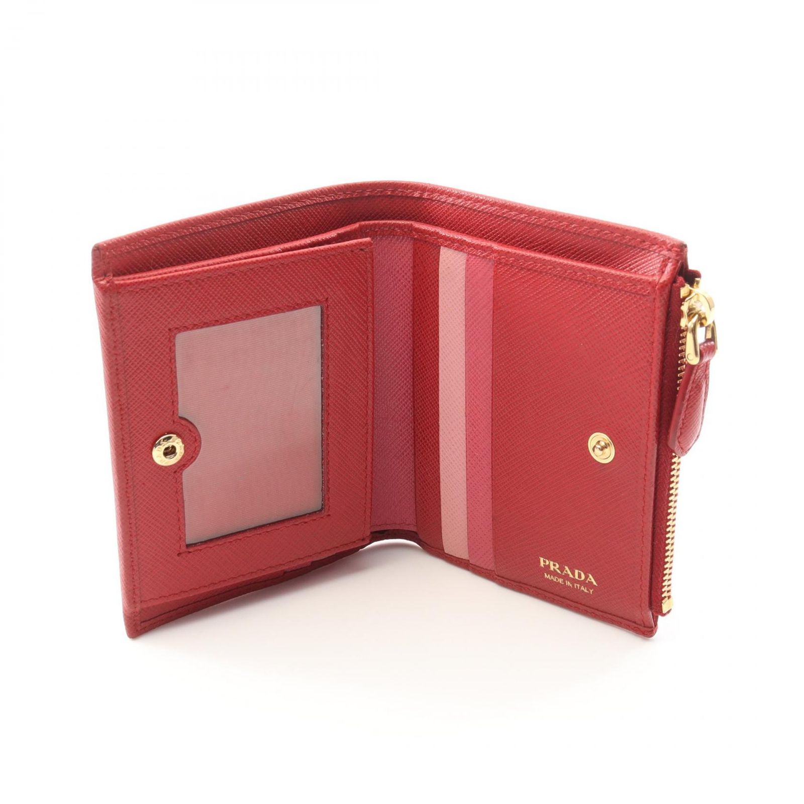 PRADA サフィアーノレザー 二つ折り財布 赤 レッド（赤）系 PRADA