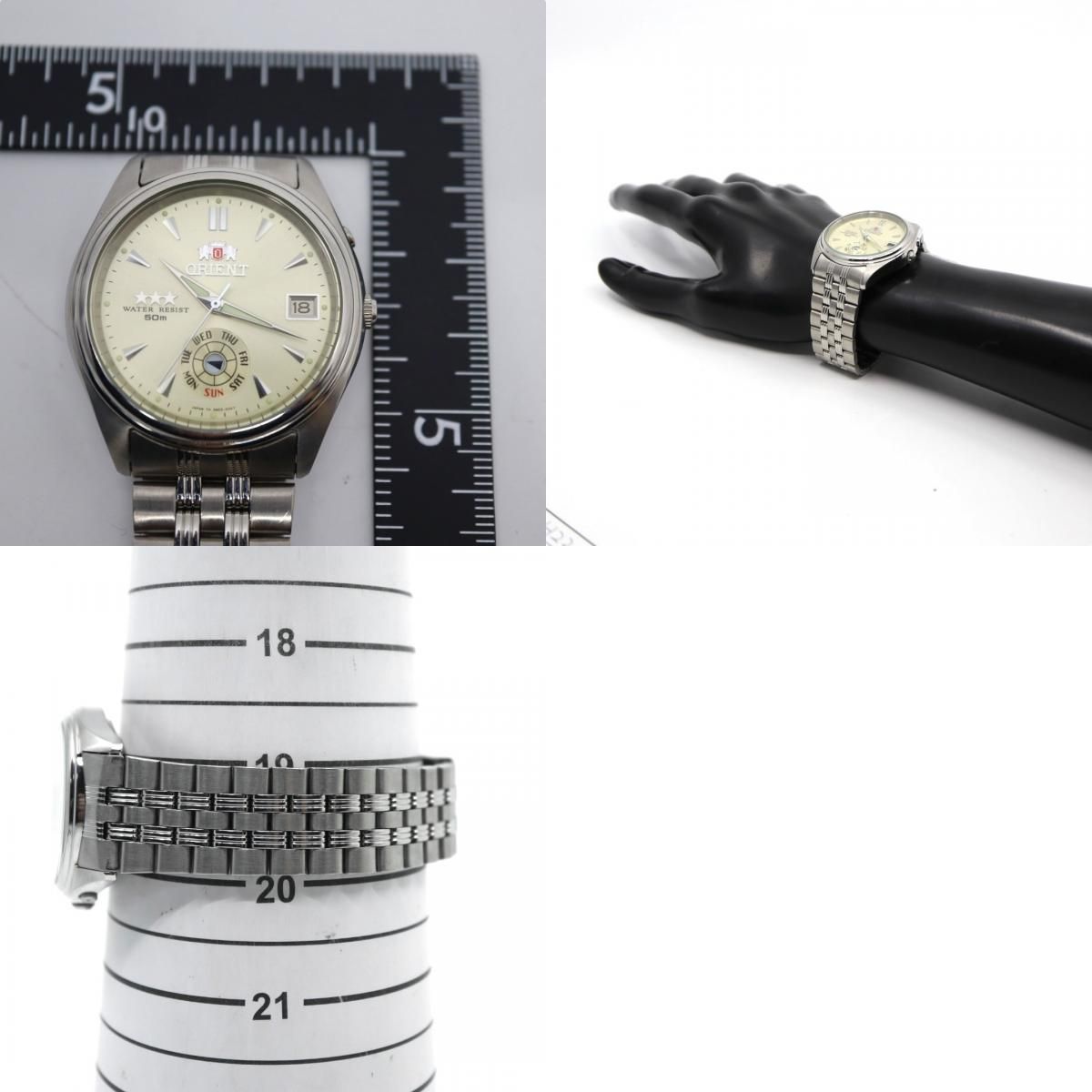 未使用品 オリエント スリースター 腕時計 シルバー デイデイト 自動  