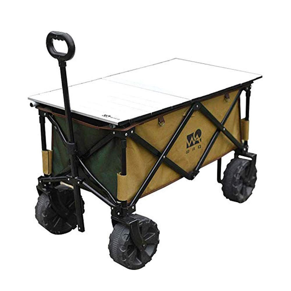 キャリーワゴン 大型タイヤ 自立収納 コンパクト 耐荷重150kg ワンタッチ収束式 106L 大容量 折り畳み アウトドアワゴン キャリーカート キャンプカート 軽量 4輪 特大 タイヤ キャンプ WAQ