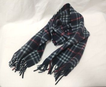 【バーバリーズ】カシミヤ100%ロングマフラー ネイビーチェック フリンジ BURBERRY - 未使用 BURBERRY バーバリー ウール100% ノバ