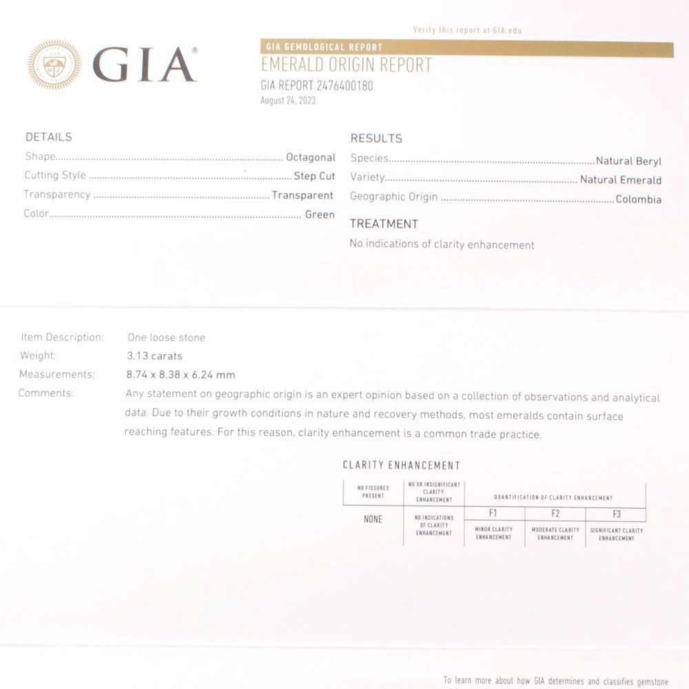超希少 ノンオイル GIA コロンビア産 3ct エメラルド Pt900 リング 