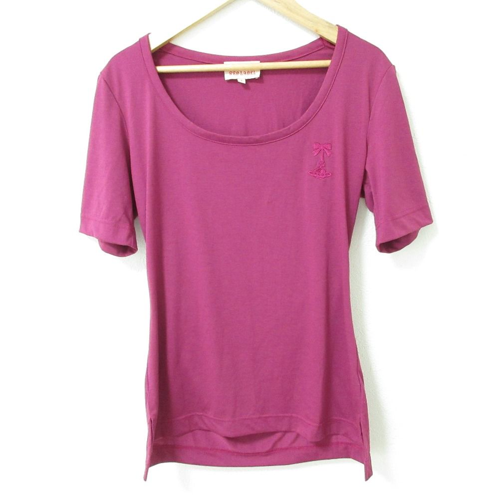 良品 Vivienne Westwood ヴィヴィアンウエストウッドレッドレーベル リボンオーブ刺繍 半袖 Tシャツ カットソー サイズ3 パープル レディース 古着 中古 USED 良品 Vivienne Westwood ヴィヴィアンウエストウッドレッドレーベル