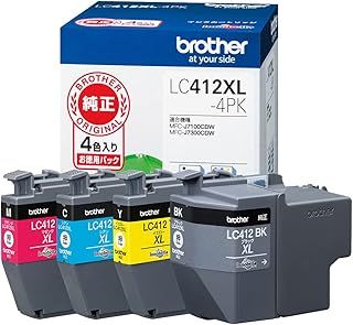 ブラザー純正 ブラザー工業 Brother Industries インクカートリッジ4色パック 大容量 LC412XL-4PK対応型番 MFC-J7300CDW MFC-J7100CDW他 ブラック 小