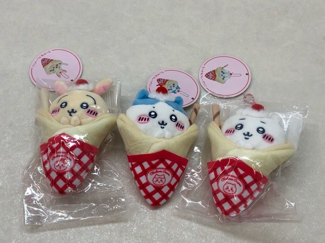 タグ付き★ちいかわ クレープくじ C賞 クレープになっちゃった!!マスコット ちいかわ ハチワレ うさぎ 3点セット【P2758-008】104 タグ付き☆ちいかわ クレープくじ C賞 クレープになっちゃった