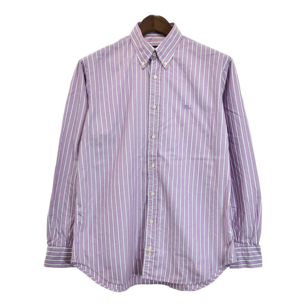 スペイン製 BURBERRY バーバリー ボタンダウン 長袖シャツ ストライプ パープル (メンズ M) 中古 古着 R9877