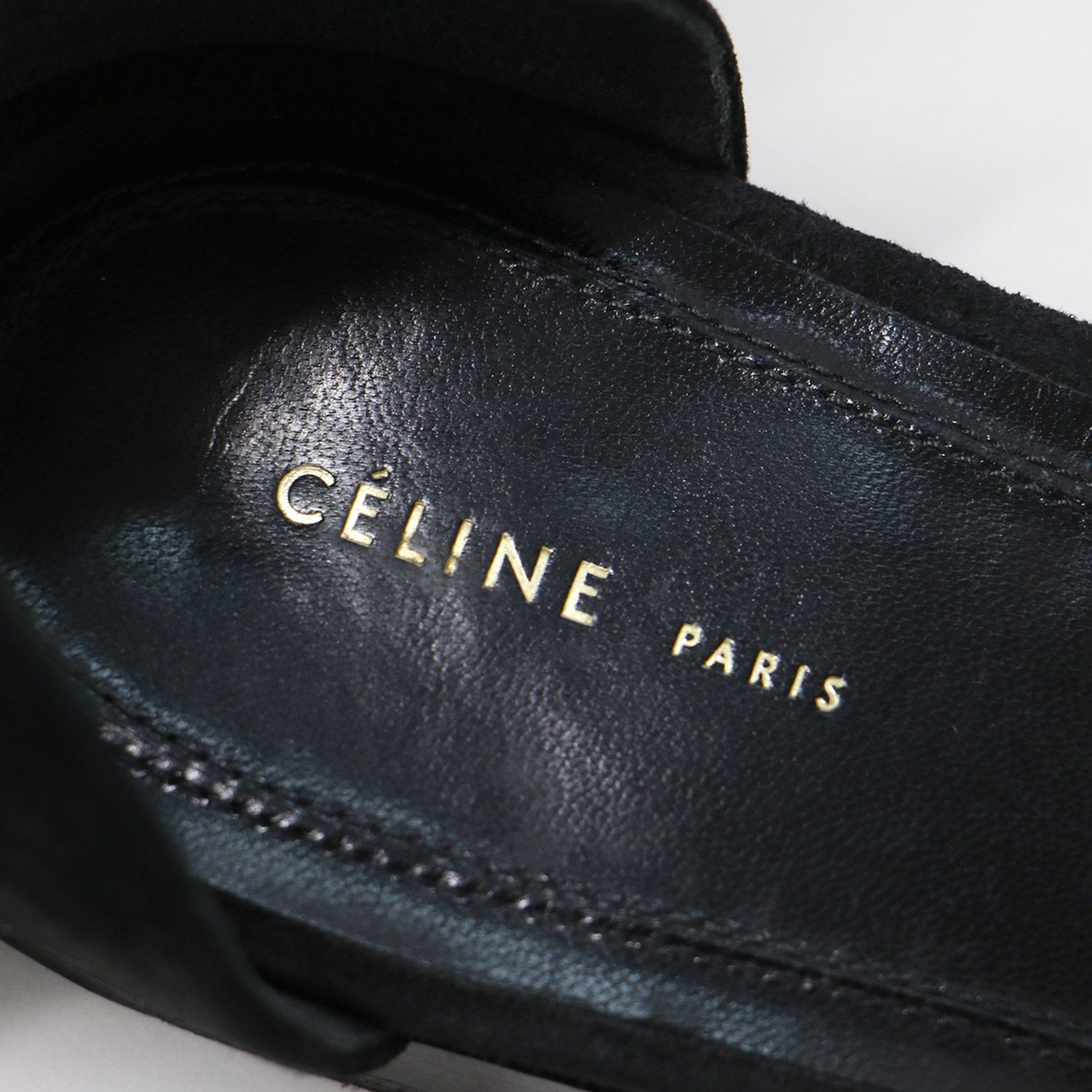 CELINE セリーヌ サンダル フラットサンダル ブラック×ゴールド 黒