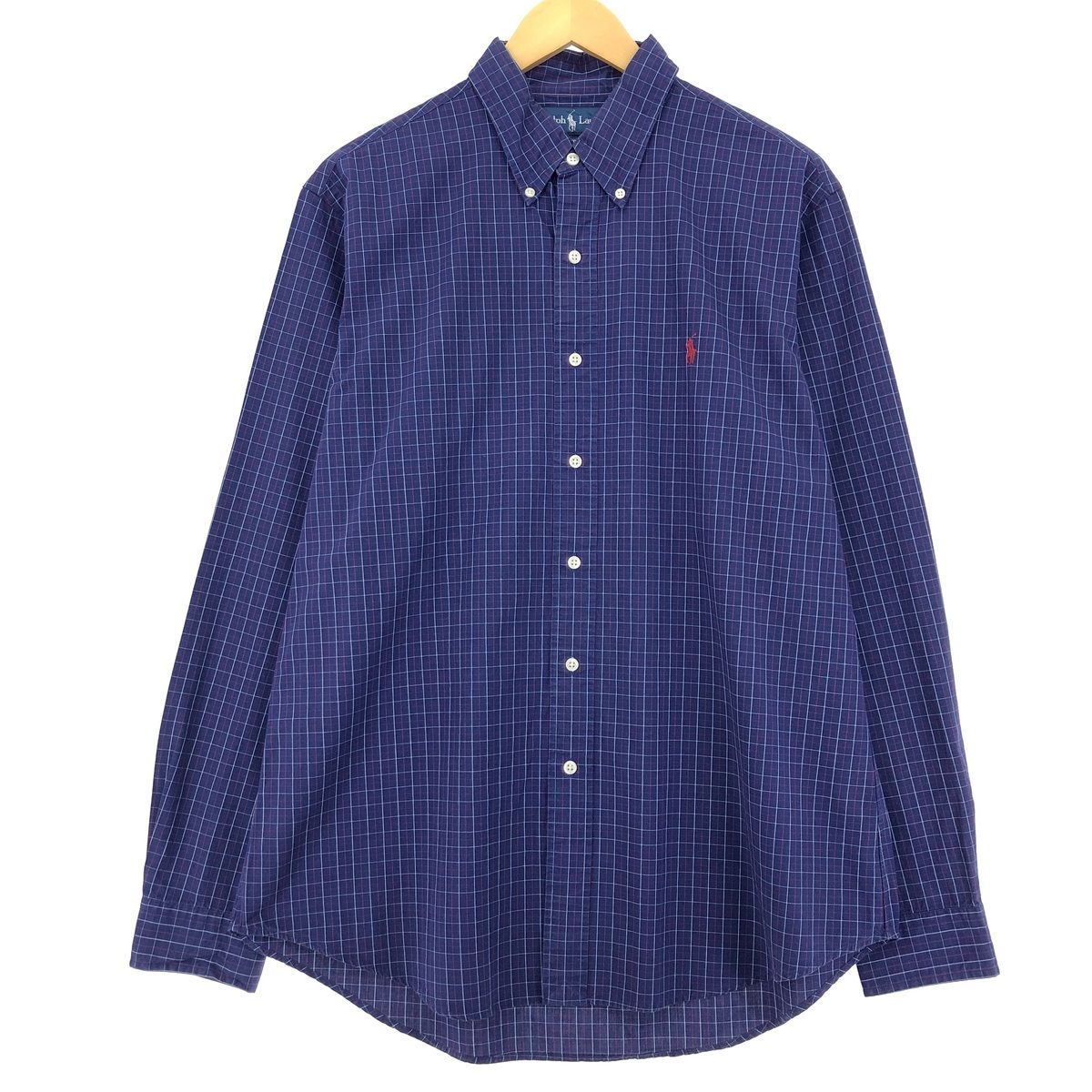 古着 ラルフローレン Ralph Lauren CUSTOM FIT 長袖 ボタンダウンチェックシャツ メンズL/eaa451276