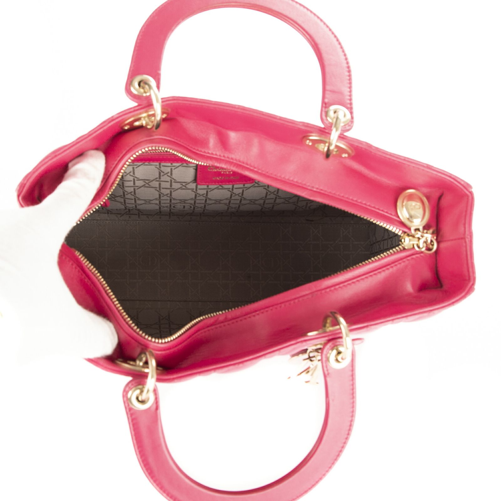 ディオール ジップピンクカナゲッドレザーA