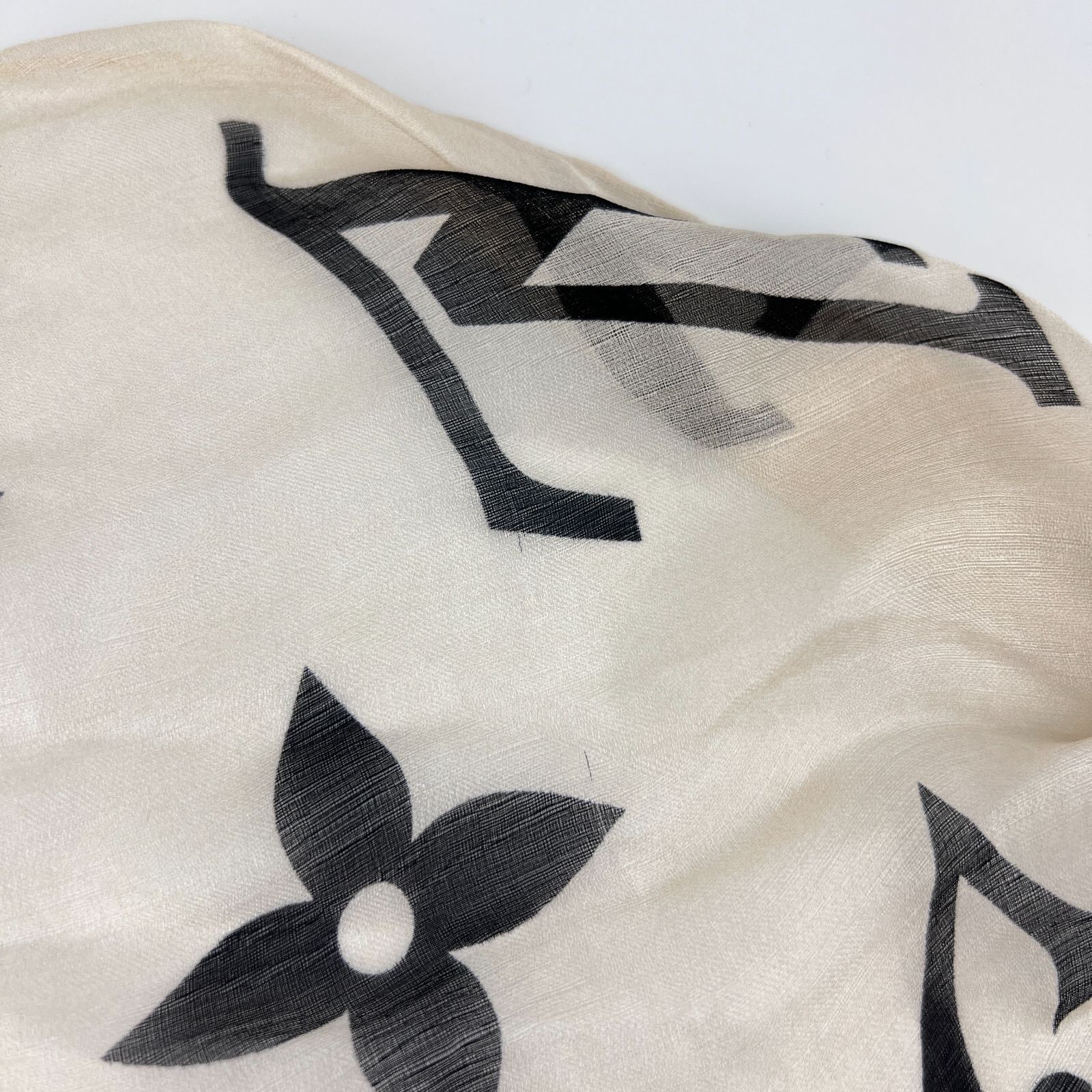 中古】LOUIS VUITTON ルイヴィトン ストール モノグラム シルク ウール  