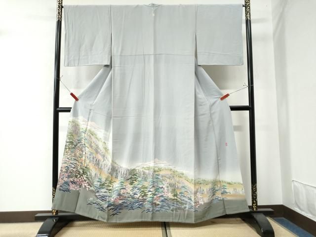 平和屋着物●十日町友禅作家 阿部佳雪 色留袖 遠山霞樹林文 暈し染め 正絹 CAAW8293yc