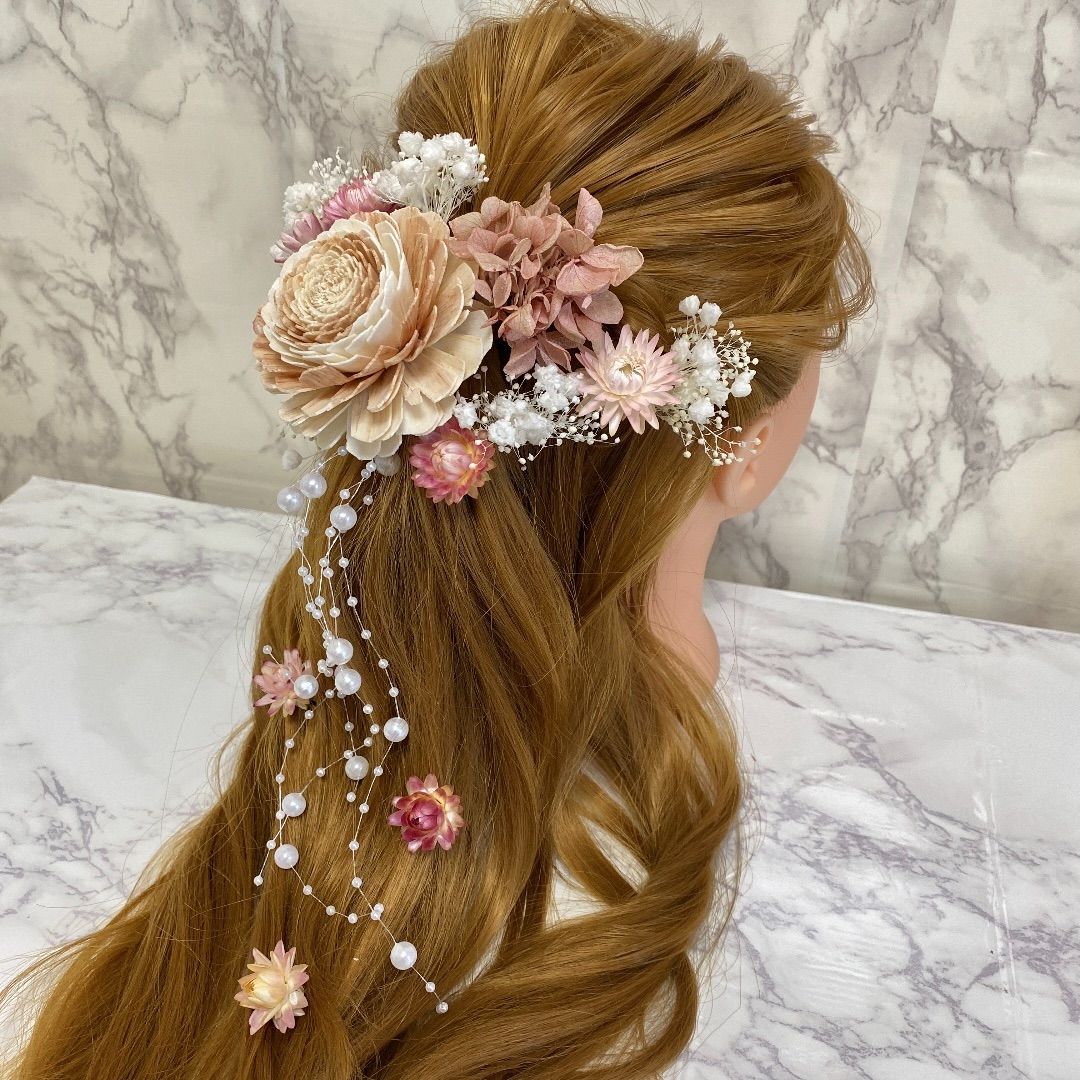 高品質ブライダルゴールドリーフ 花 ヘッドドレス ヘアアクセサリー