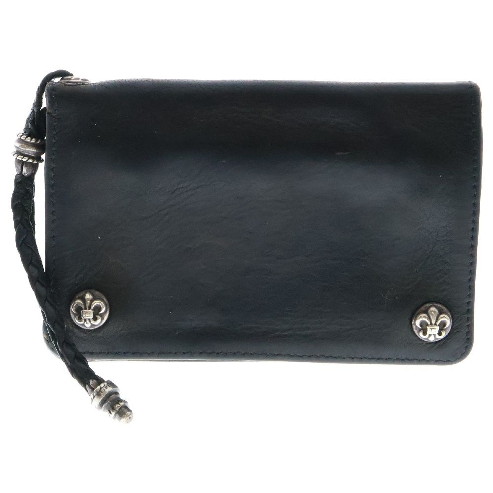 CHROME HEARTS クロムハーツ 2ZIP STRAP 2ジップストラップ ストラップ付BSフ ボタンレザーウォレット財布