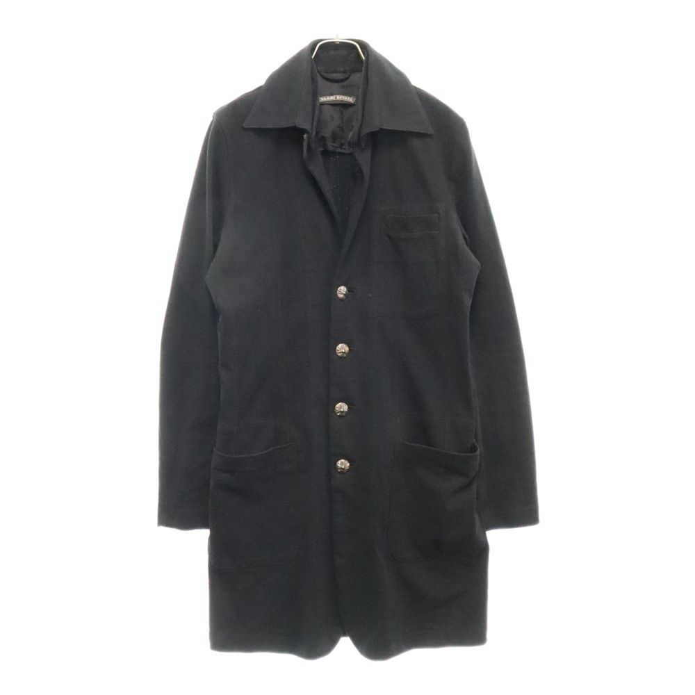 CHROME HEARTS (クロムハーツ) クロスボール ボタン 4B コットン ロングコート ブラック
