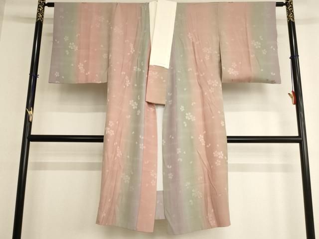 平和屋本店□上質な長襦袢 無双仕立て 鈴舞桜地紋 暈し染め