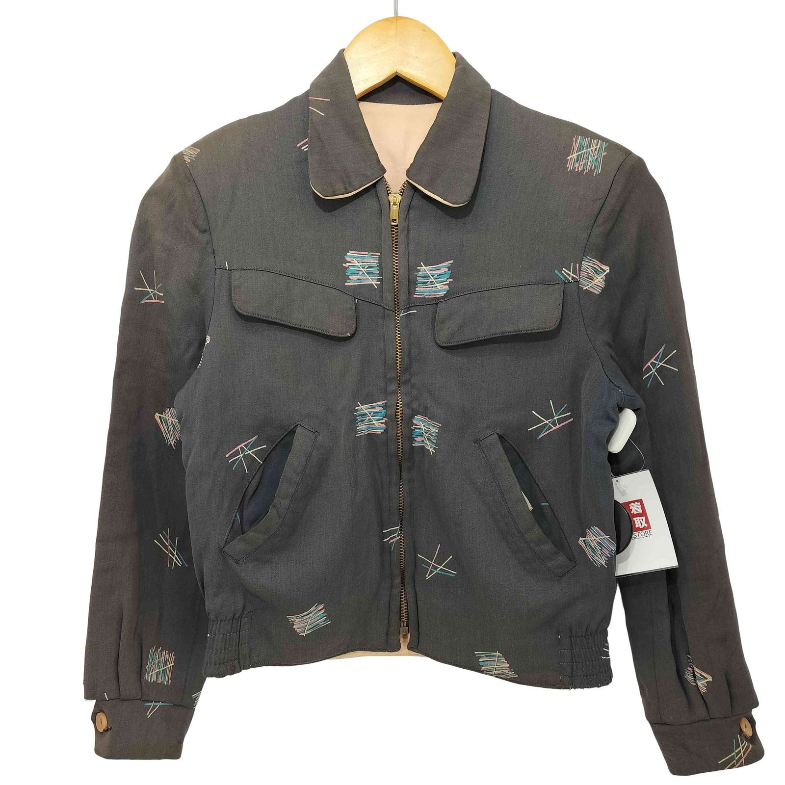 ユーズドフルギ 古着 tailored by julmor 50s～70s 棒TALON総柄リバーシブルジャケット レディース 14