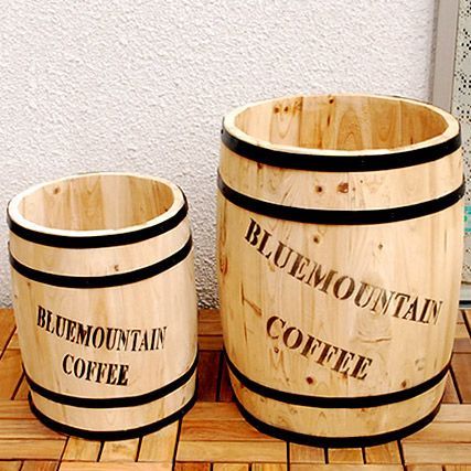 プランター 植木鉢 コーヒーバレル大小 2個組 CB-233040NS 天然木 珈琲樽 収納庫 樽 ゴミ箱 傘立て