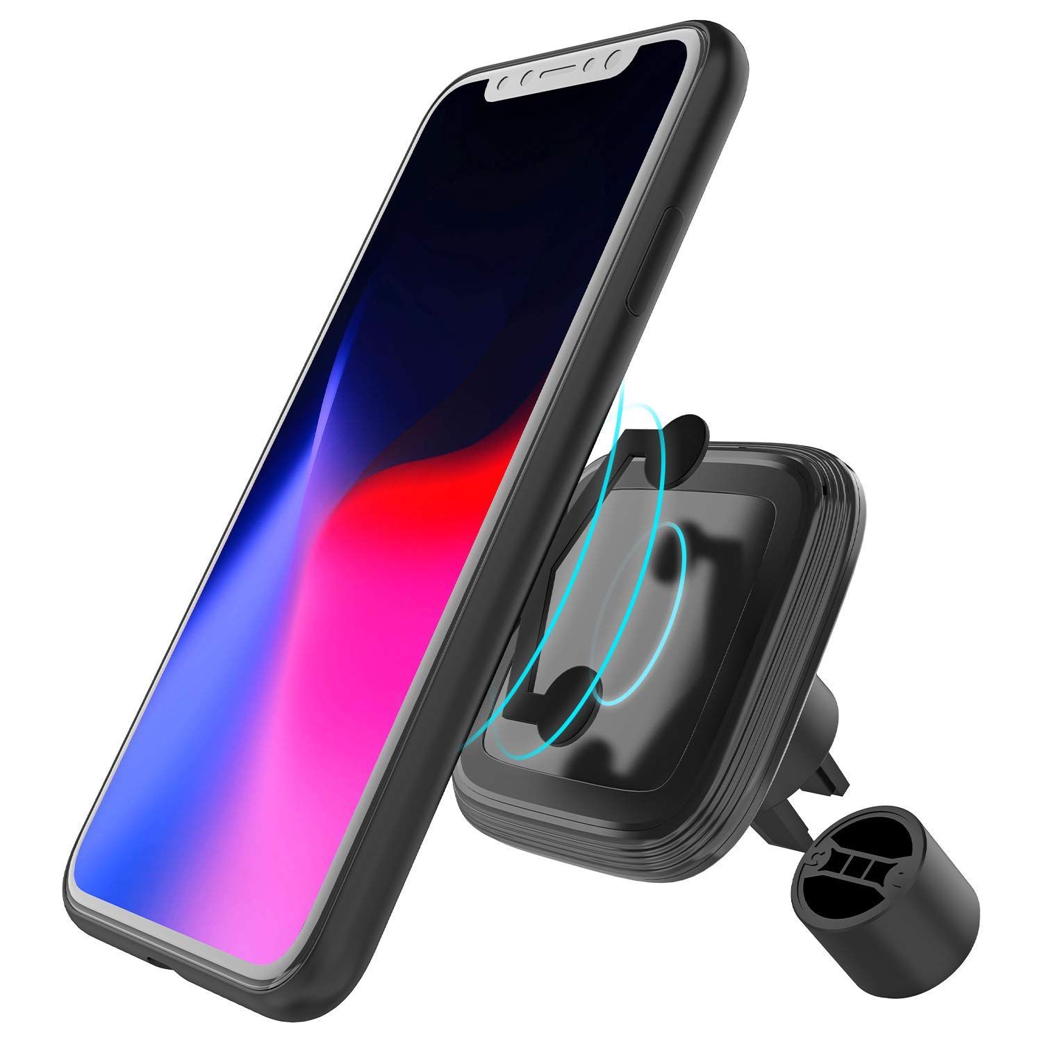 車載ホルダー マグネット 超強磁力 2in1 スマホホルダー 粘着ゲル吸盤＆エアコン吹き出し口式兼用 スマホスタンド 車 携帯ホルダー iphone 車載ホルダー 取り付け簡単 360度回転 全機種対応 iPho