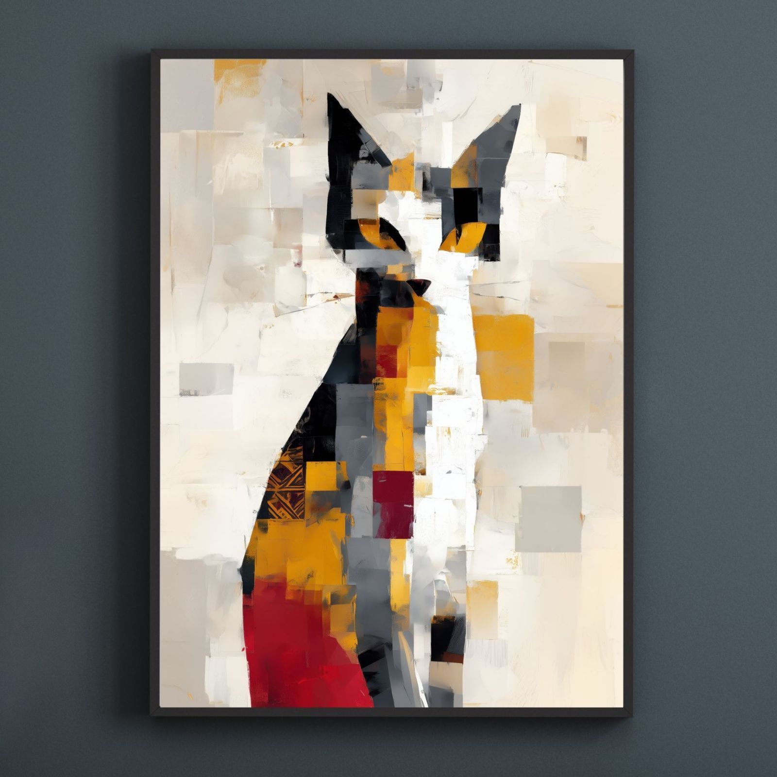 Color Symphony Minuet Cat ミヌエットキャット 幾何学 抽象画 アート モダン 北欧風 インテリア うちの子記念日 ペットロス アートポスター 猫の絵 猫のイラスト