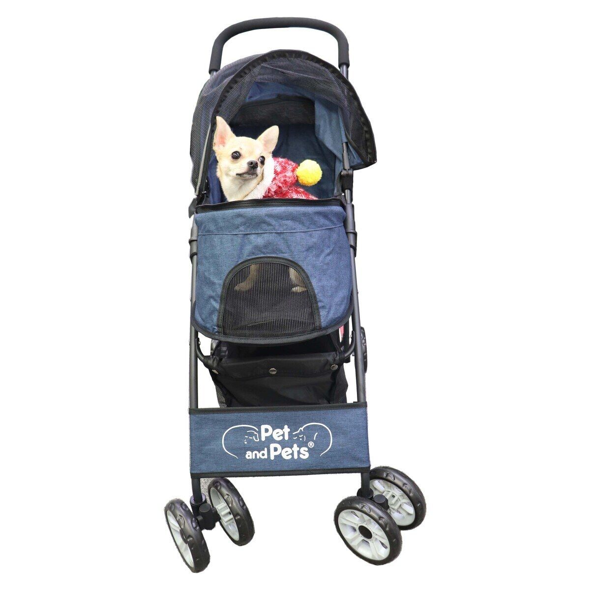 Petique ペットカート ブラック/ホワイト 小型ペット用猫犬カート