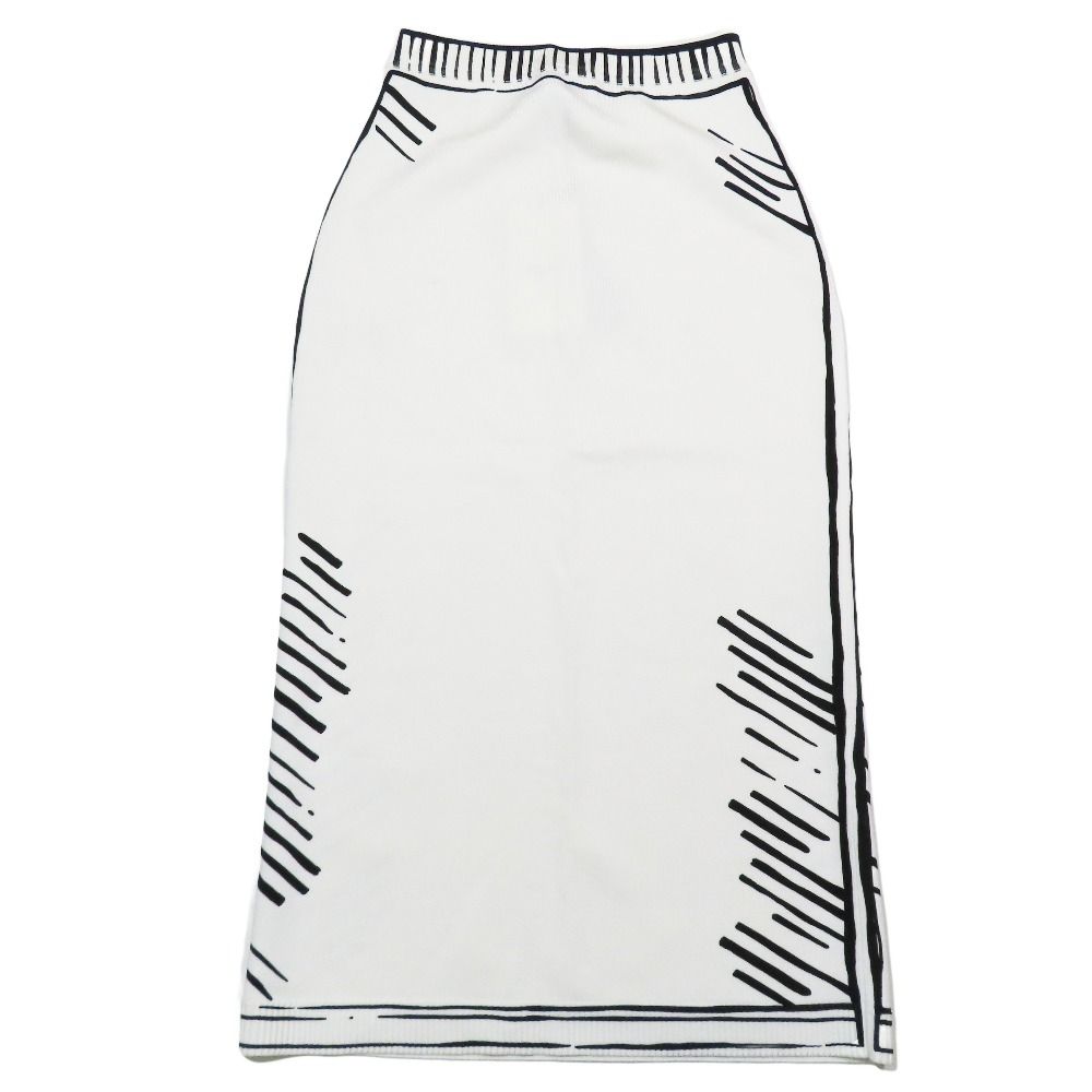 20aw FENDI × Joshua Vides フェンディ ジョシュアヴィーダス トロンプルイユ タイトスカート ニット 膝丈 ストレッチ 38 白 レディース 古着