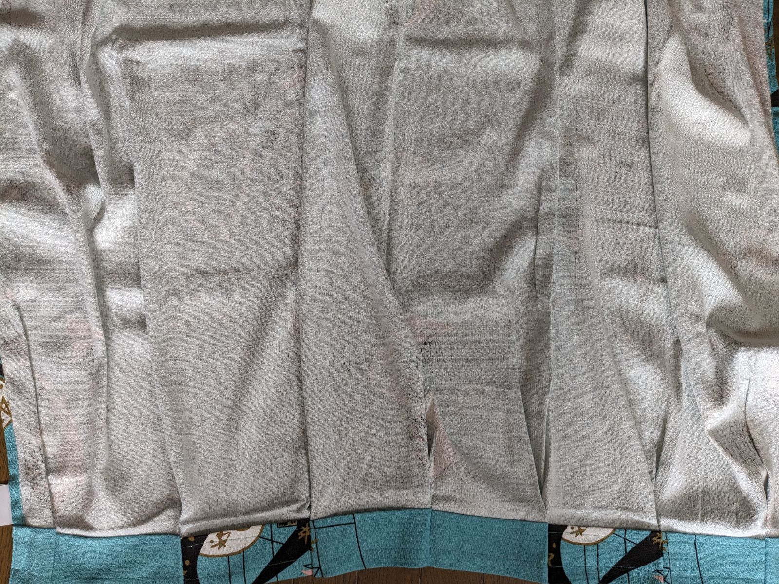 50's柄カーテン180cmブルーパレット - メルカリ