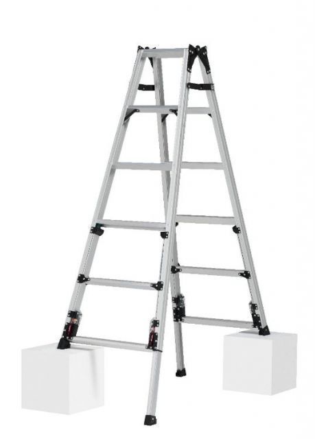 四脚アジャスト式はしご兼用脚立1.53〜1.97m ピカコーポレイション SCN-180LB (67-9210-59) ピカコーポレーション PiCa 四脚アジャスト式はしご兼用脚立 上部操作