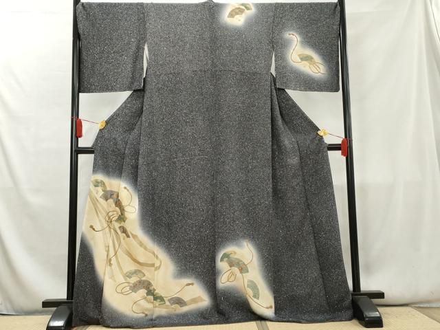 あきちゃん！3点❣️作家物源氏香縮緬地茶色系叩き染め花