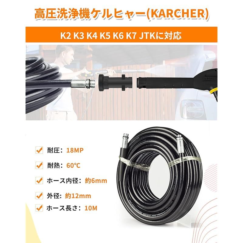 ケルヒャー用パイプクリーニングホース 10M高圧洗浄機 逆噴射