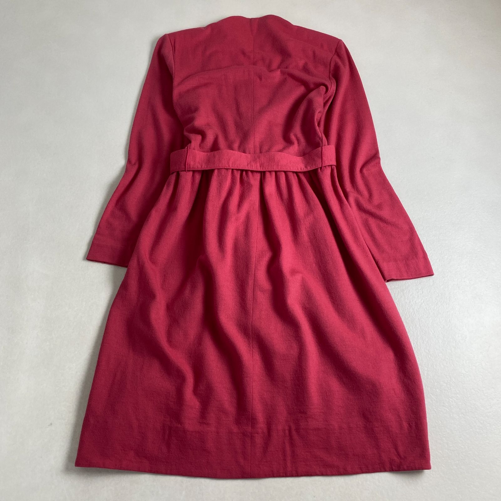 イヴサンローラン ロングワンピース コート ベルト レトロ ピンク M Yves Saint Laurent