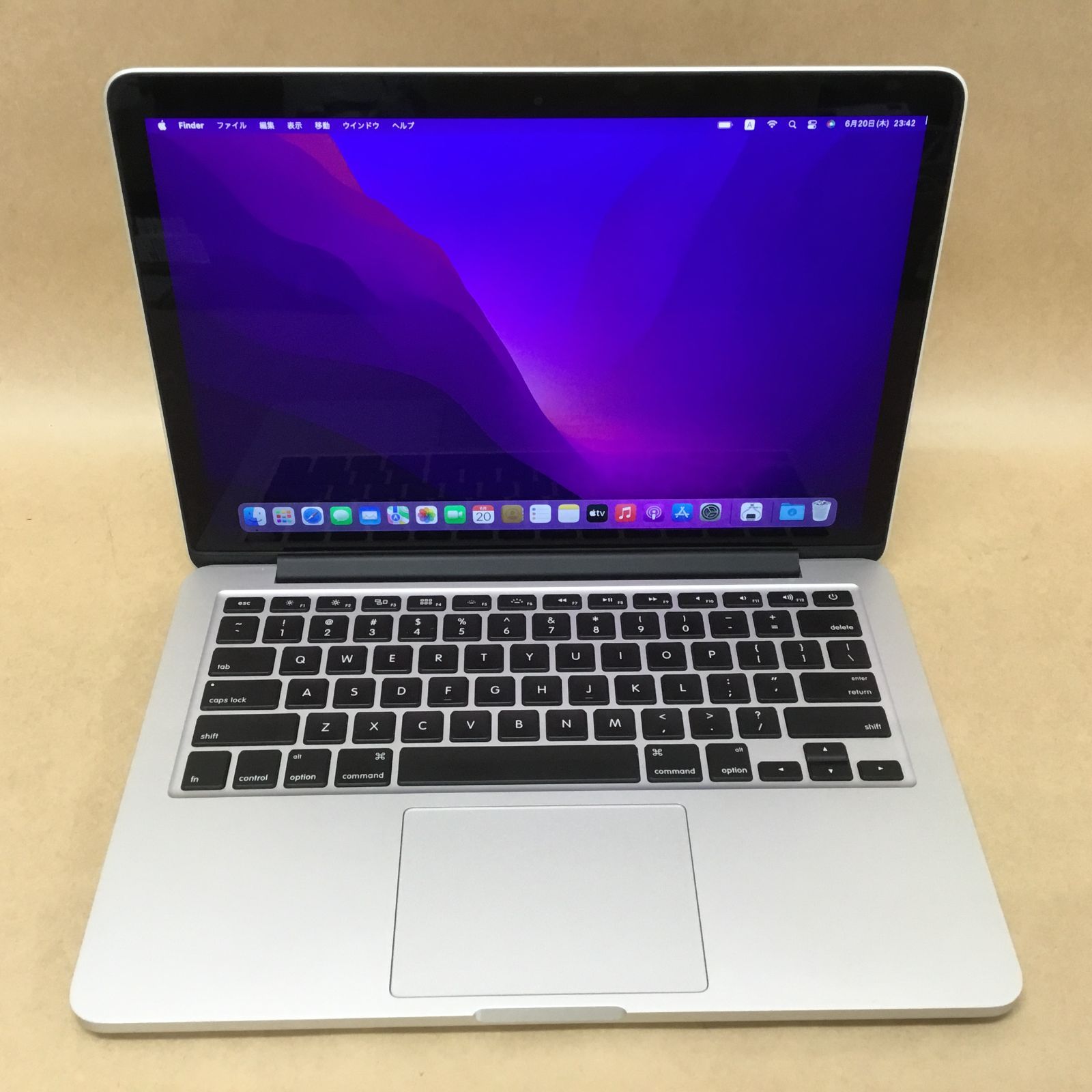 英語KB アップル ノートPC MACBOOKPROCI5 CI5(5287U)-2.9GHZ 16GB SSD128GB 13.3” RETINA A1502 Monterey12.2.1 Early2015