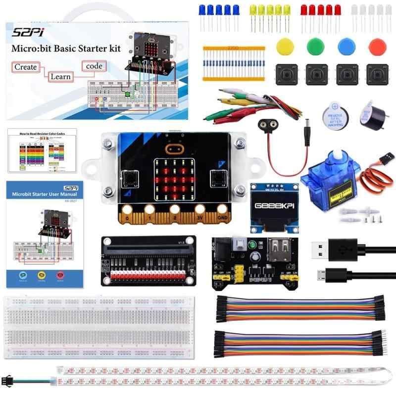 GeeekPi MicroBit 基本スターター キット BBC Micro-Bit V2.2 ボード DIY プログラミング STEM キット コーディング エレクトロニクス モジュールおよびチュー