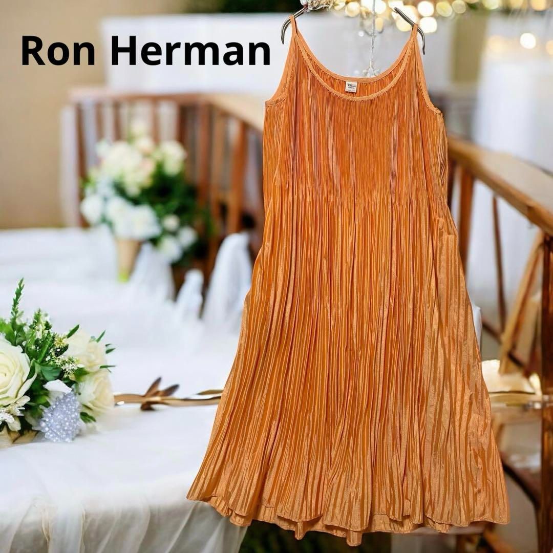 Ron Herman ロンハーマン キャミソール ワンピース キャミワンピース プリーツ オレンジ S