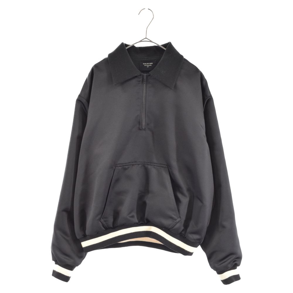 FEAR OF GOD (フィアオブゴッド) FIFTH COLLECTION SATIN HALF ZIP COACHES JACKET  5thコレクション サテンハーフジップ ベースボールジャケット ブラック 5C17N