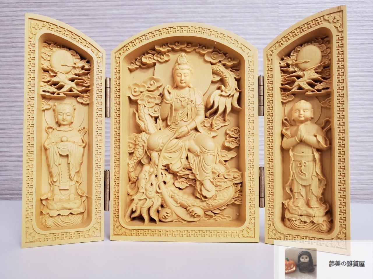 木彫り飾り縁起物 玄凤鹦鹉の木彫り小鳥、鳳頭の手作り実木の飾り、新年に縁起担ぎ