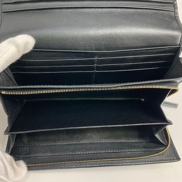 【美品】グッチ 長財布 ドリアン インターロッキング シマ レザー 本革 黒色 美品✨グッチ 長財布 シマ GG ドリアン インターロッキング レザー
