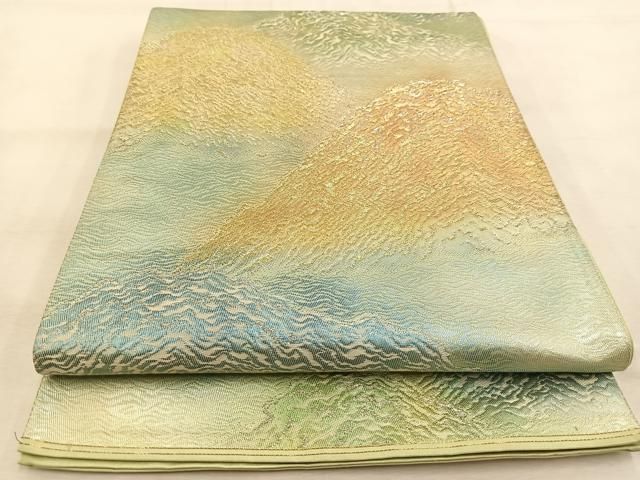 専用ページ袋帯 正絹 九百織京山八景 金糸銀糸に鳥 六通 U-4196 袋帯 美品 秀品 関西仕立て 華文 鳥 金銀糸 箔 灰紫 六通 正絹