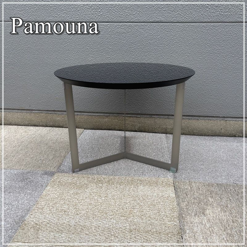 【福岡】Pamouna パモウナ リビングテーブル TU センターテーブル サークルテーブル 鏡面仕上げ ブラック 丸型 机 円形 ラウンド モデルルーム展示品【KK1220-1】