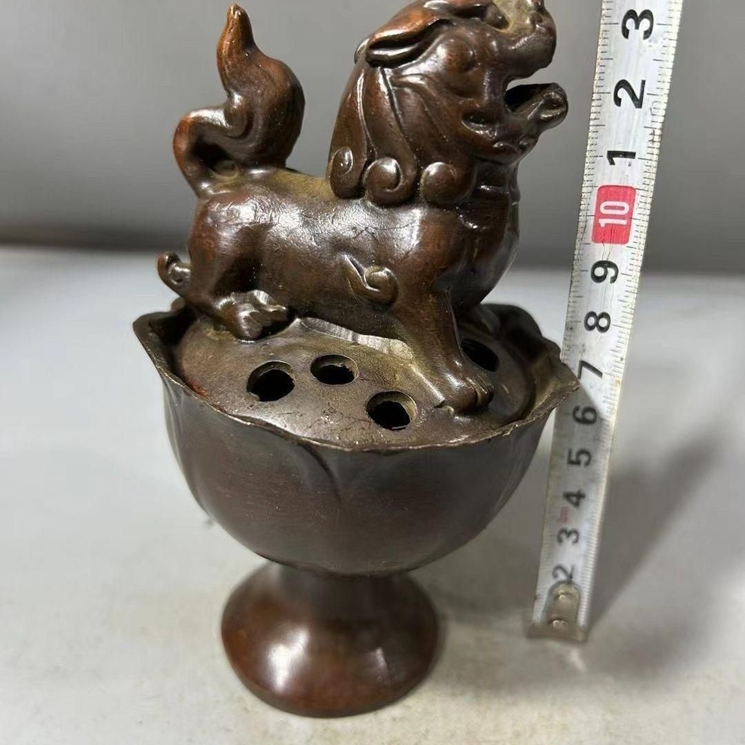 銅 細工 獅子炉 檀香沈香炉 茶道具 香道具 装飾品 工芸品 置物