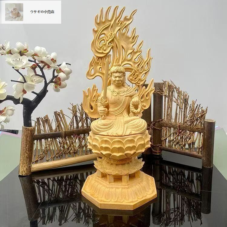 最高級 木彫り 仏像 不動明王立像 彫刻 彩繪 本金 切金 天然木檜材 最高級 木彫り 仏像 不動明王立像 彫刻 彩繪 本金 切金 天然木檜