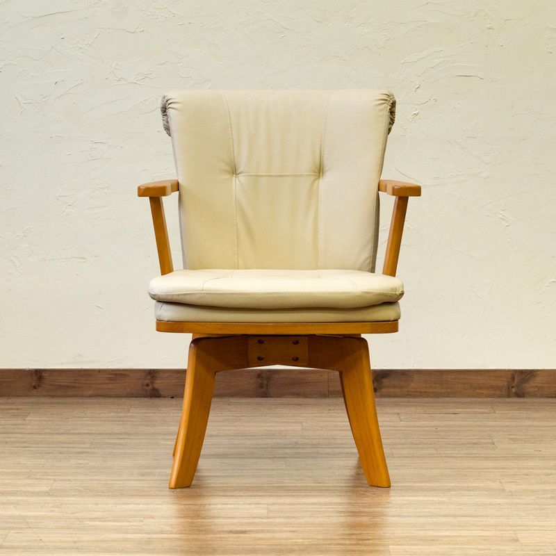 回転式ダイニングチェア リビングチェア 台所 キッチン 座面回る 360度回転 合成皮革 PVCレザー PEET 組立簡単 簡易組立 ナチュラル アイボリー NA 佐180 HTR-10NA チェア