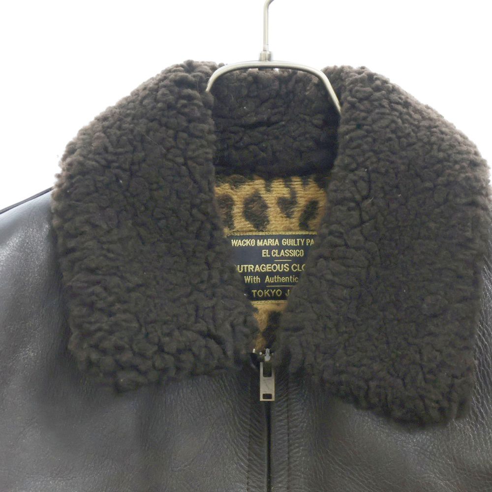 ワコマリアG ‐1 レザージャケットレオパード柄アルパカ