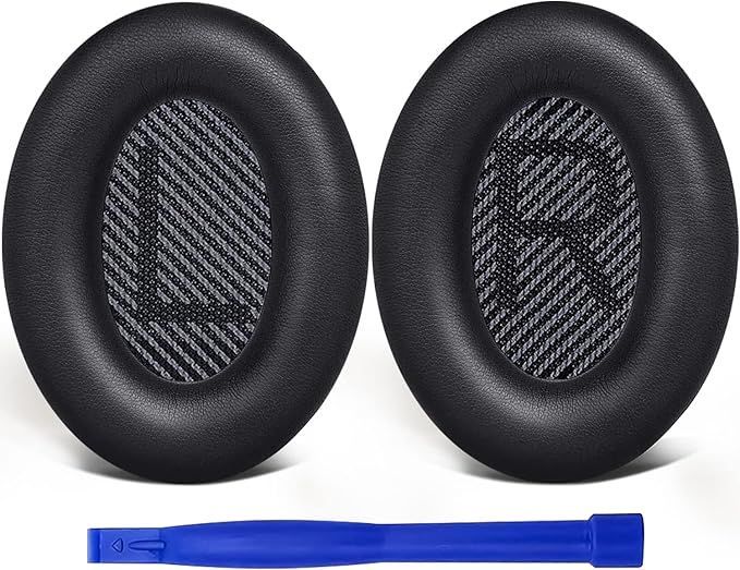 【在庫処分】SoloWIT イヤーパッド イヤークッション 交換用 Bose QuietComfort 35 u0026 35ii(QC35 u0026 QC35ii)に対応 ヘッドフォンに適用 ヘッドホンパッド 遮音 ソフトレザー 高密度フォーム (ブラック)