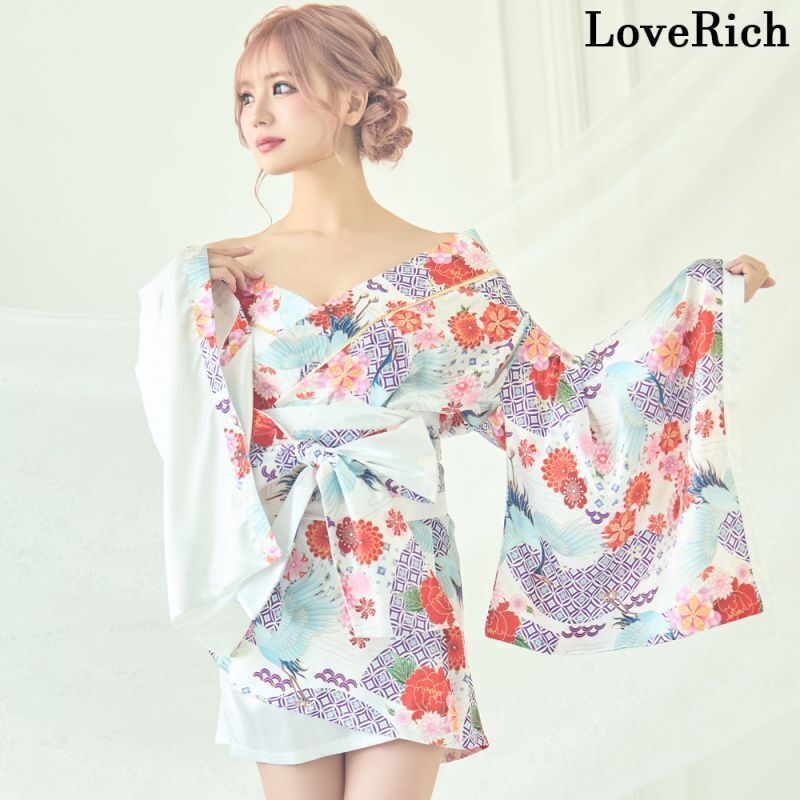 LoveRich ラブリッチ 【4カラー/2点セット】和柄 鶴柄 ツートン 帯