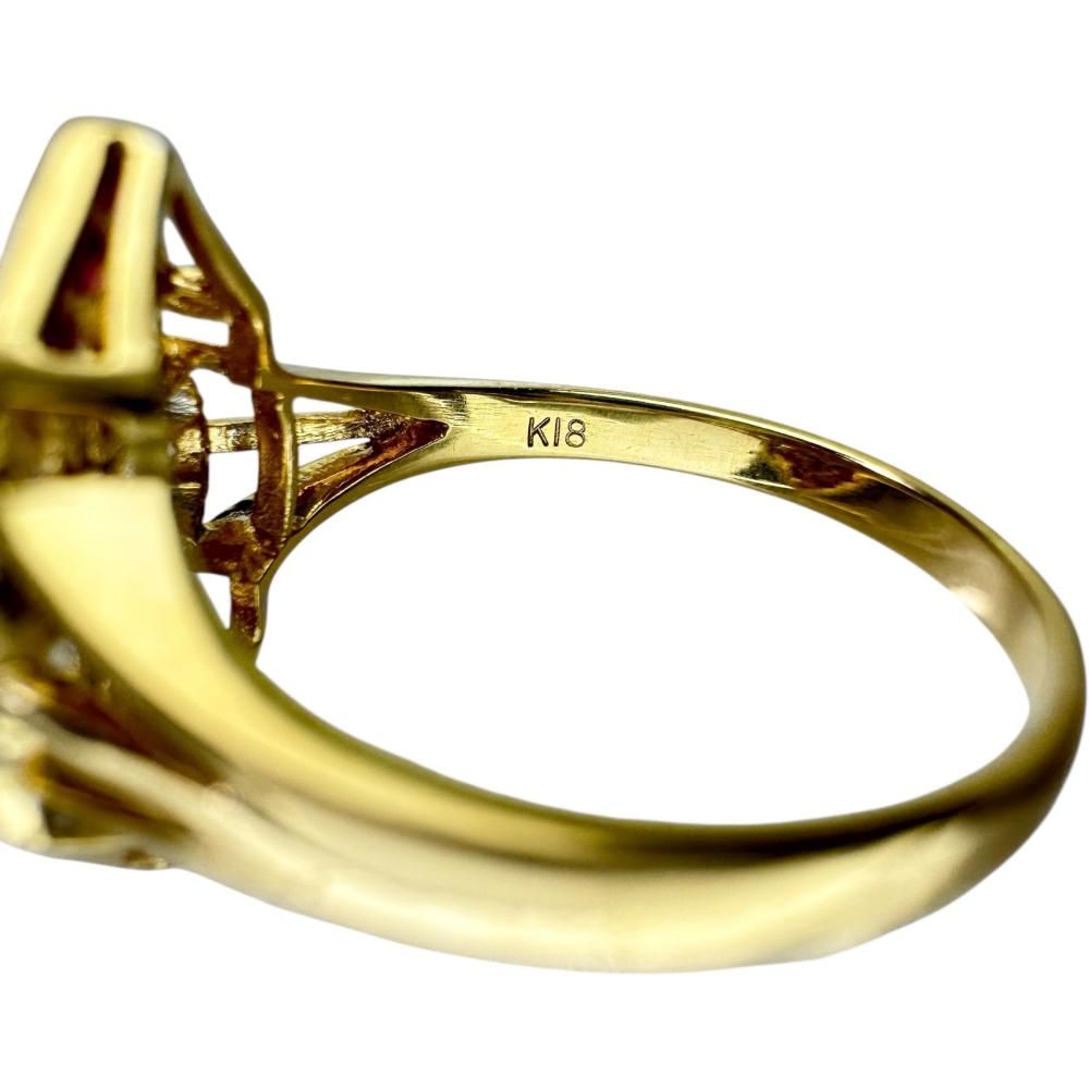 計0.44CT✨k18WGルビーダイヤモンドリング　k18バーダイヤリング 1.7ct ルビー ダイヤモンド リング・指輪 K18イエローゴールド