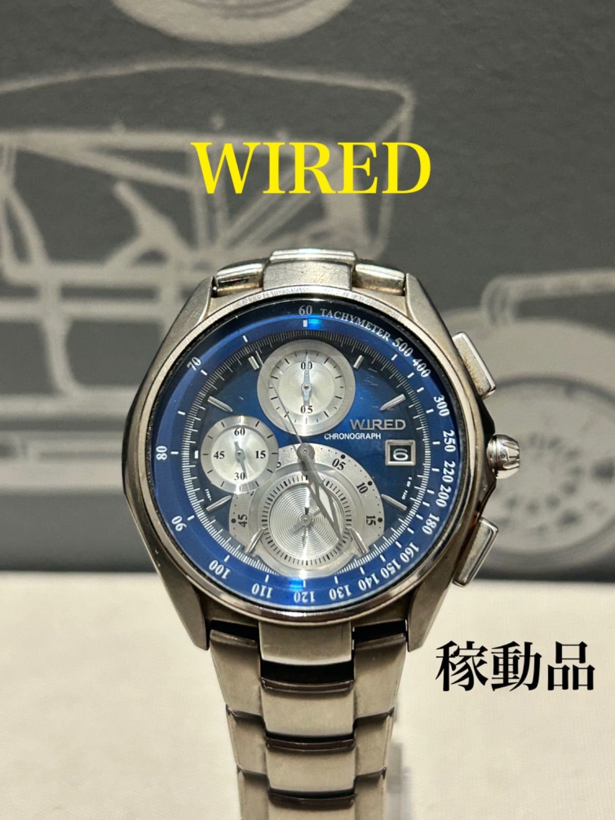 セイコー SEIKO ワイアード WIRED クロノグラフ メンズ腕時計 ブルー
